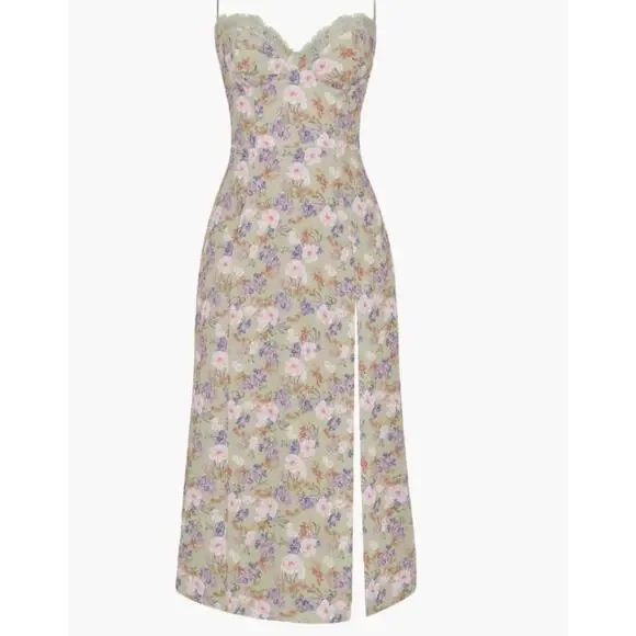 House of CB Charlotte green peony floral print midi dress Size Small - Picture 5 of 11